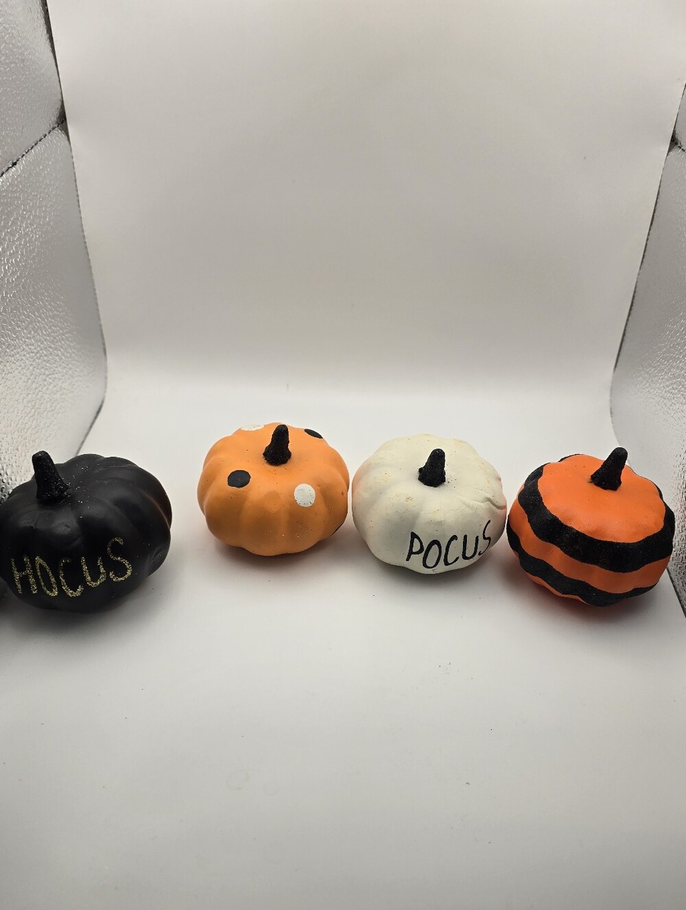 Set of 4 Decorative Halloween Mini Pumpkins - Black, Orange, White